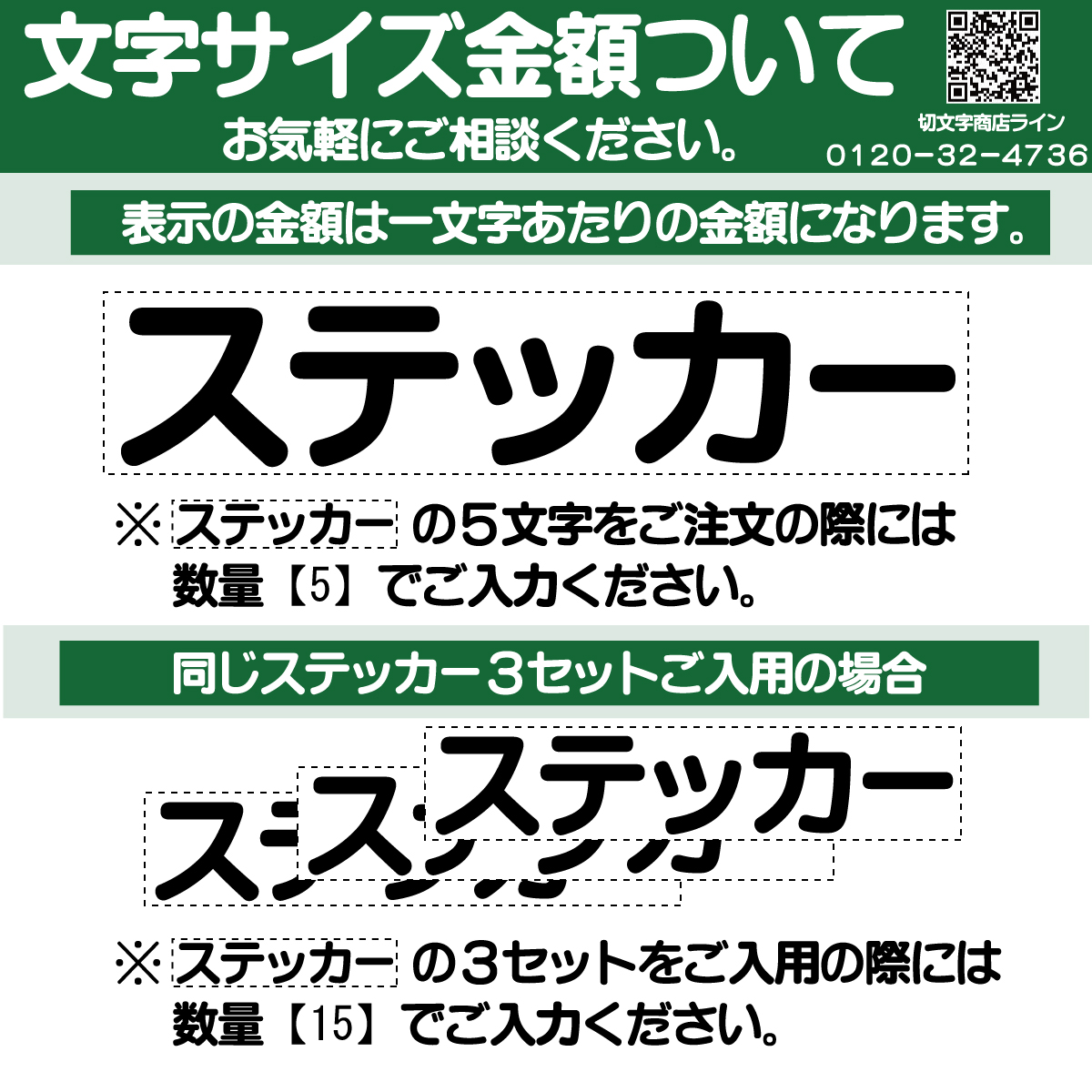 カッティングシールの文字金額について